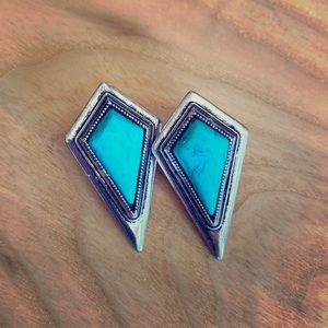 Turquoise and Sterling Silver Post Earrings